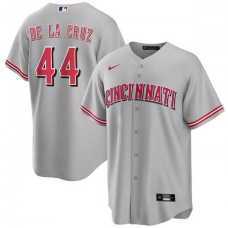 Men's Cincinnati Reds #44 Elly De La Cruz Gray Cool Base Stitched Baseball Jersey