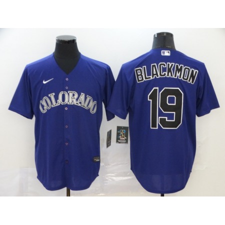 Men's Colorado Rockies #19 Charlie Blackmon Blue Cool Base Stitched MLB Jersey