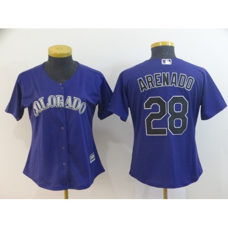 Men's Colorado Rockies #28 Nolan Arenado Purple Cool Base Stitched MLB Jersey