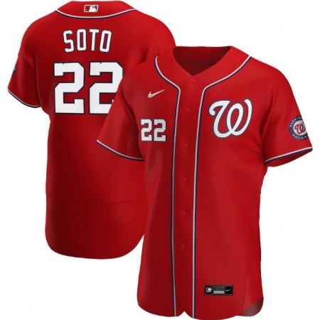 Men's Washington Nationals #22 Juan Soto Red Flex Base Stitched Jersey