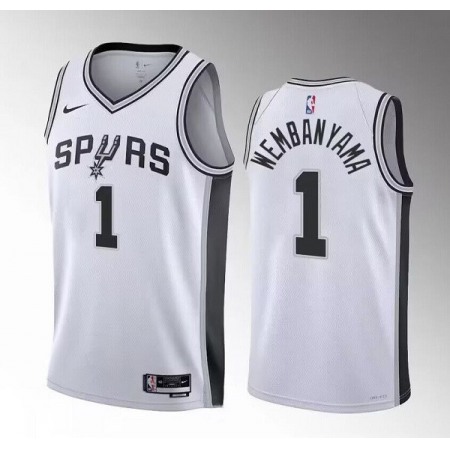 Men's San Antonio Spurs #1 Victor Wembanyama White 2022/23 Association Edition Stitched Basketball Jersey