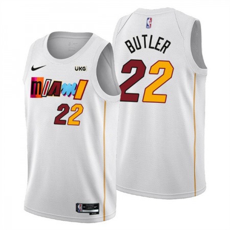 Men's Miami Heat #22 Jimmy Butler 2022/23 White City Edition Stitched Jersey