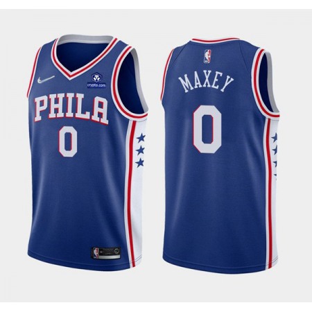 Men's Philadelphia 76ers #0 Tyrese Maxey Royal 75th Anniversary Icon Edition Swingman Stitched Jersey