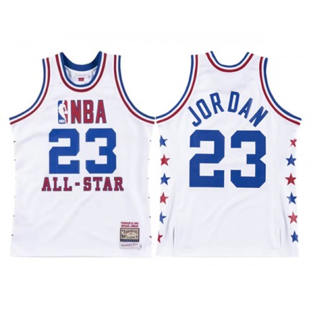 Men's 1985-86 All-Star #23 Michael Jordan White Swingman Stitched Basketball Jersey