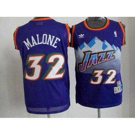 Jazz #32 Karl Malone Purple Throwback Stitched NBA Jersey