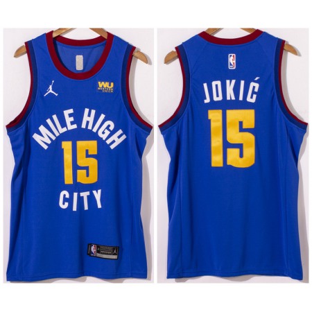 Men's Denver Nuggets #15 Nikola Jokic Blue Stitched Jersey