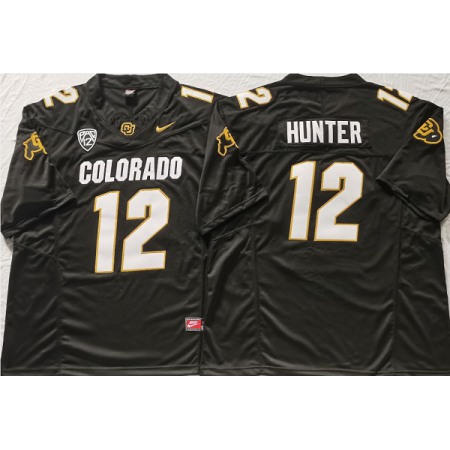 Men's Colorado Buffaloes #12 Travis Hunter Black With PAC-12 Patch Stitched Football Jersey