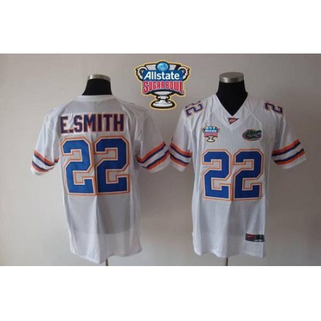 Gators #22 E.Smith White Allstate Sugar Bowl Stitched NCAA Jersey