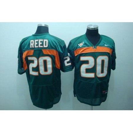 Hurricanes #20 Ed Reed Green Stitched NCAA Jerseys