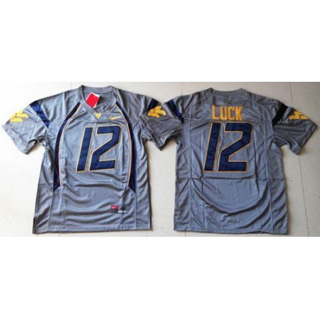 Mountaineers #12 Oliver Luck Navy Blue Stitched NCAA Jersey