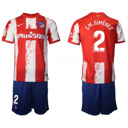 Men's Athletic De Madrid #2 Jose Gimenez Red/White Home Soccer Jersey Suit