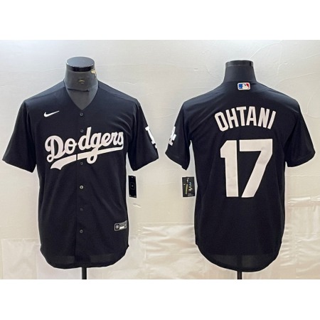 Men's Los Angeles Dodgers #17 Shohei Ohtani Black Cool Base Stitched Jersey