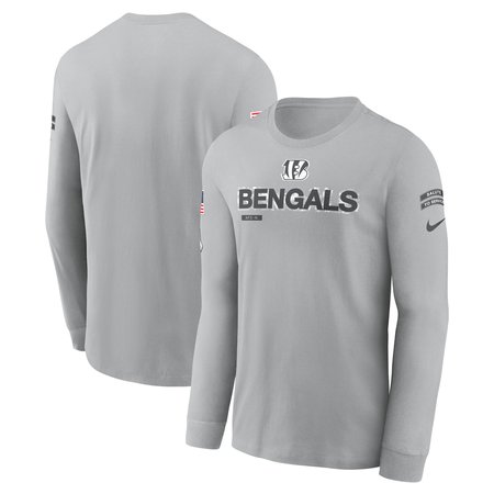 Men's Cincinnati Bengals Nike Gray 2024 Salute To Service Long Sleeve T-Shirt