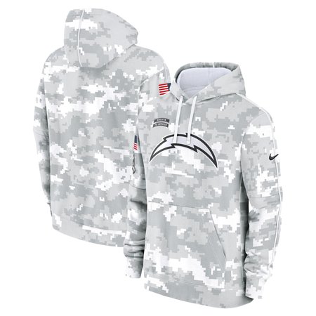 Youth Los Angeles Chargers Nike White/Gray 2024 Salute To Service Pullover Hoodie