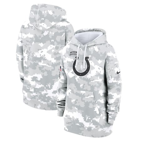 Women's Indianapolis Colts Nike Arctic Camo 2024 Salute To Service Club Fleece Pullover Hoodie