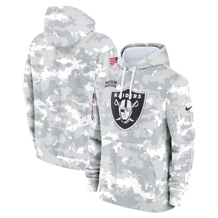 Men's Las Vegas Raiders Nike Arctic Camo 2024 Salute to Service Club Fleece Pullover Hoodie