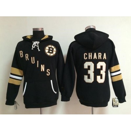 Boston Bruins #33 Zdeno Chara Black Women's Old Time Heidi NHL Hoodie