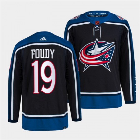 Men's Columbus Blue Jackets #19 Liam Foudy Black 2022-23 Reverse Retro Stitched Jersey