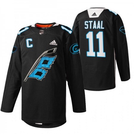 Men's Carolina Hurricanes #11 Jordan Staal 2022 Black Warm-up Stitched Jersey