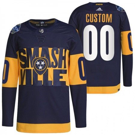 Men's Nashville Predators Custom 2022 Navy Stadium Series Breakaway Player Stitched Jersey